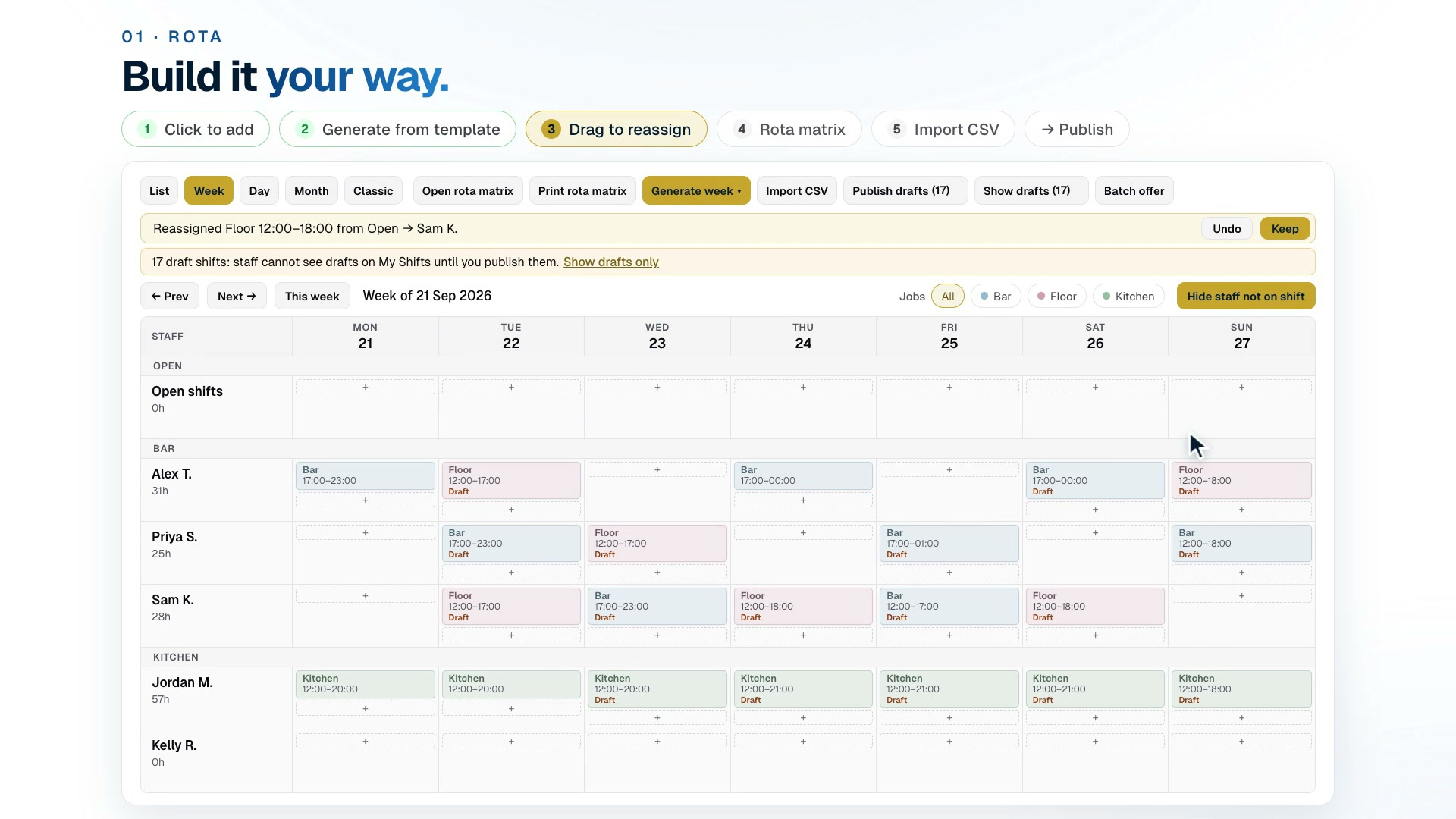 Pub rota software in HouseDesk